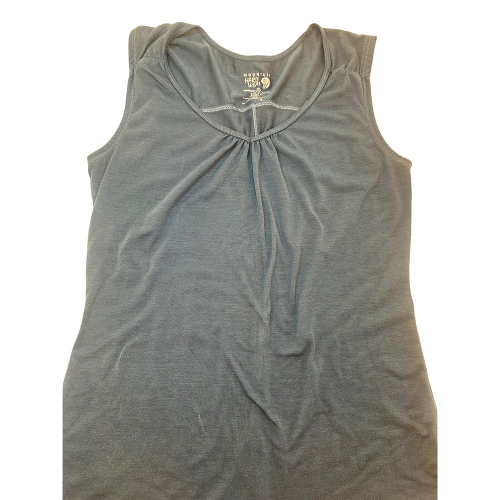 Mountain Hardwear Tank Top Women XS Blue Pleated V-Neck Athletic OL6574 Hiking